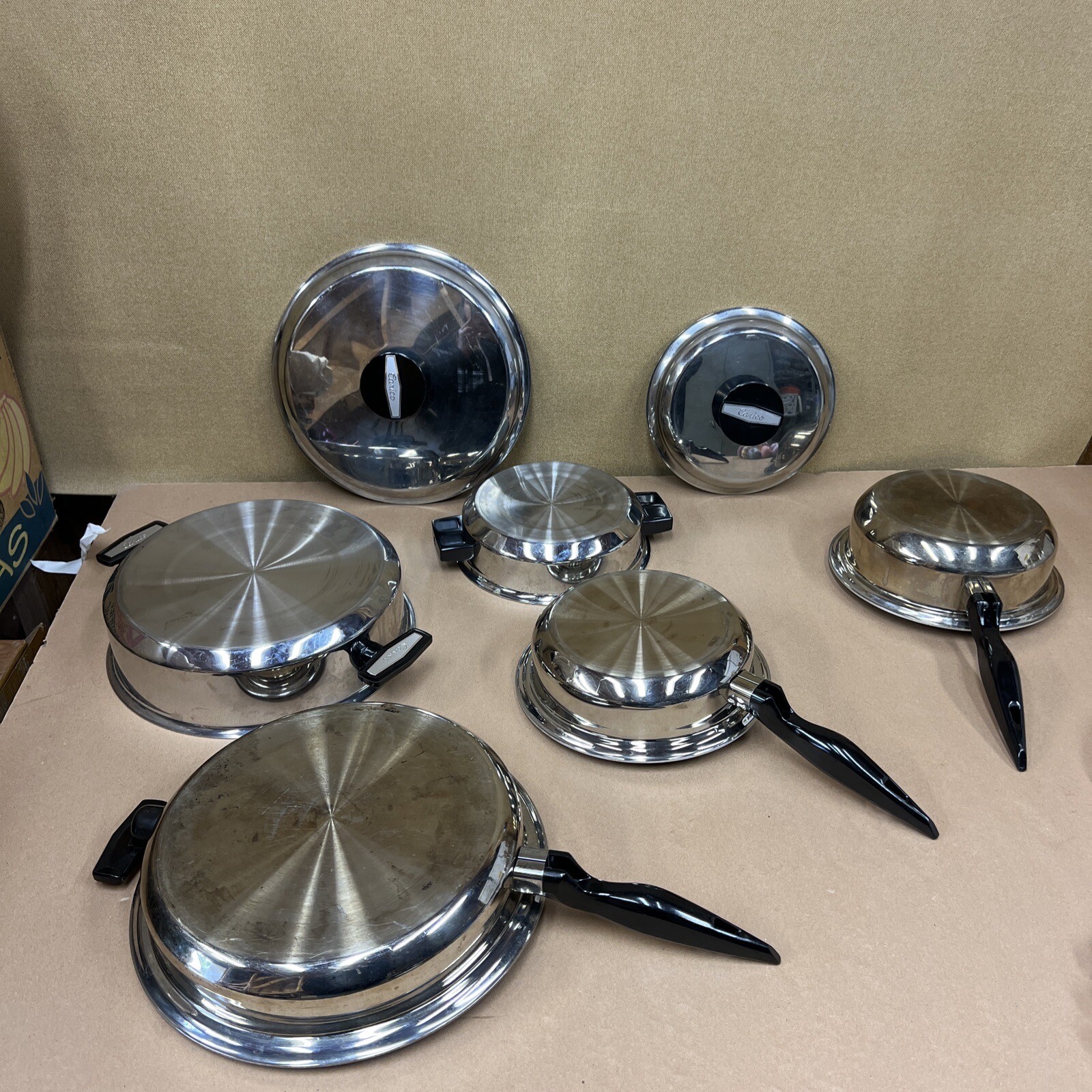 Carico Ultra Tech Stainless Cookware (7) Pan Skillet Pots T304SS USA Ultra Core