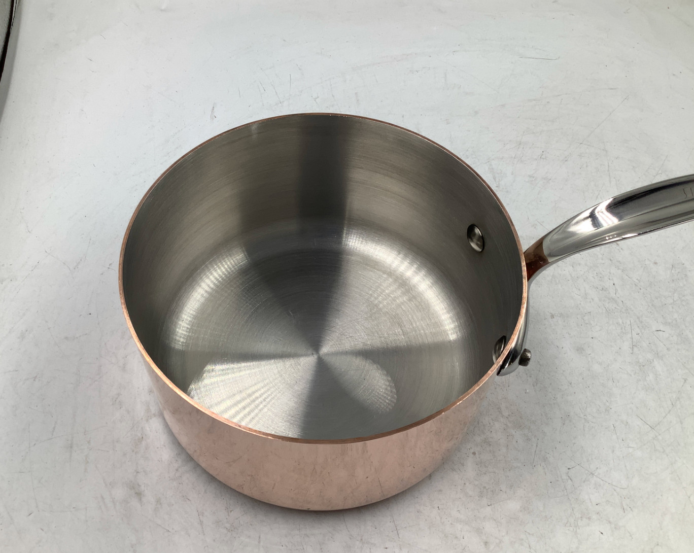 Mauviel M’Heritage 150 S Polished Copper & Stainless Steel Sauce Pan. 1.9 Qt