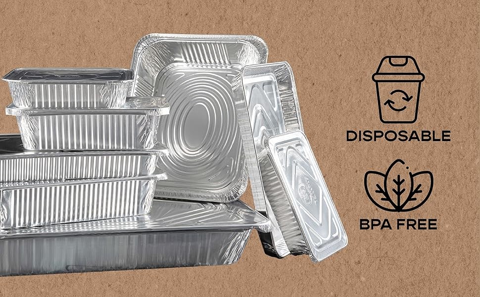 Disposable 9 x 13 Heavy Weight Aluminum Foil Pans Half Size