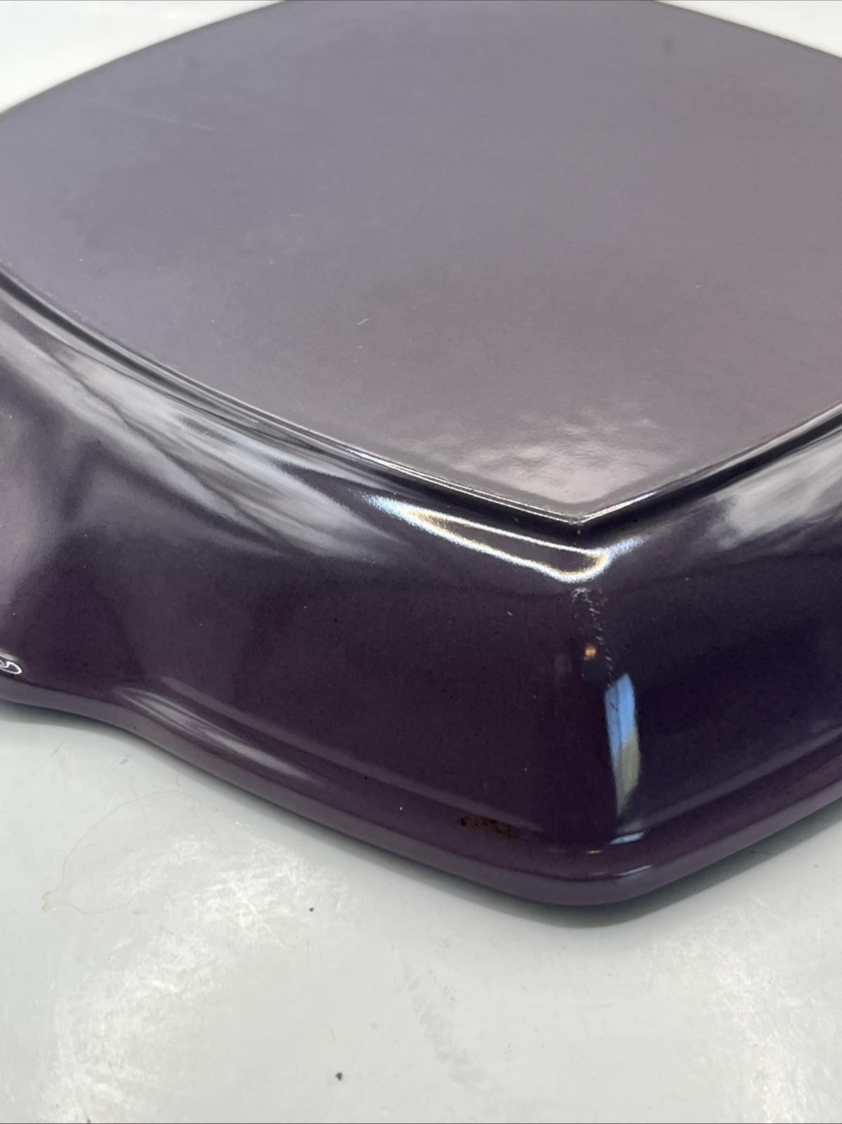 Le Creuset Signature Cast Iron Violet Purple Square Skillet Grill Pan Used