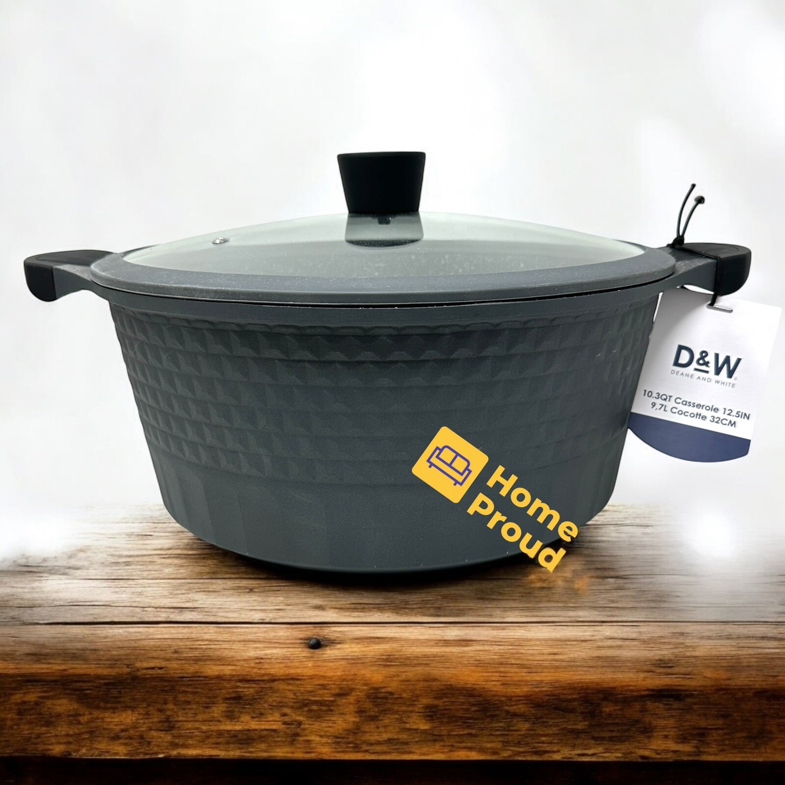 D&W Pot/Casserole 12.5″ Inch,10 Qt With Lid Big Party Size Nonstick Cookware