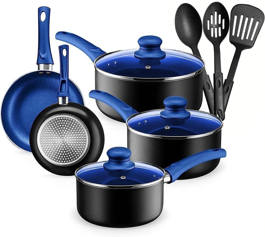 All-In-One 11-Piece Nonstick Pots and Pans Set with Vented Lids and Easy Cleanup