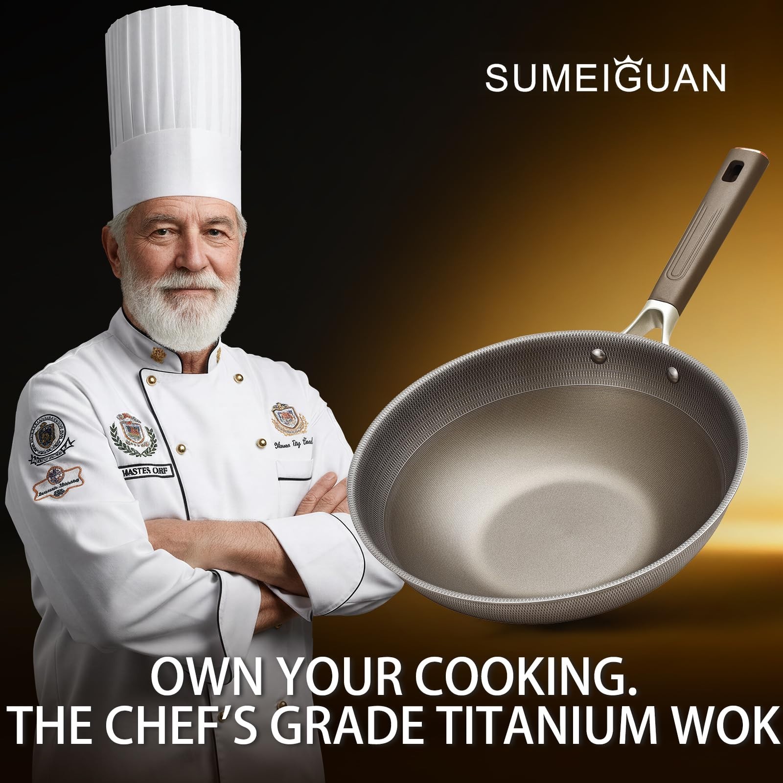 13″ Non-Stick Titanium Wok with Lid, Cool-Touch Handle, Dishwasher Safe, Inducti