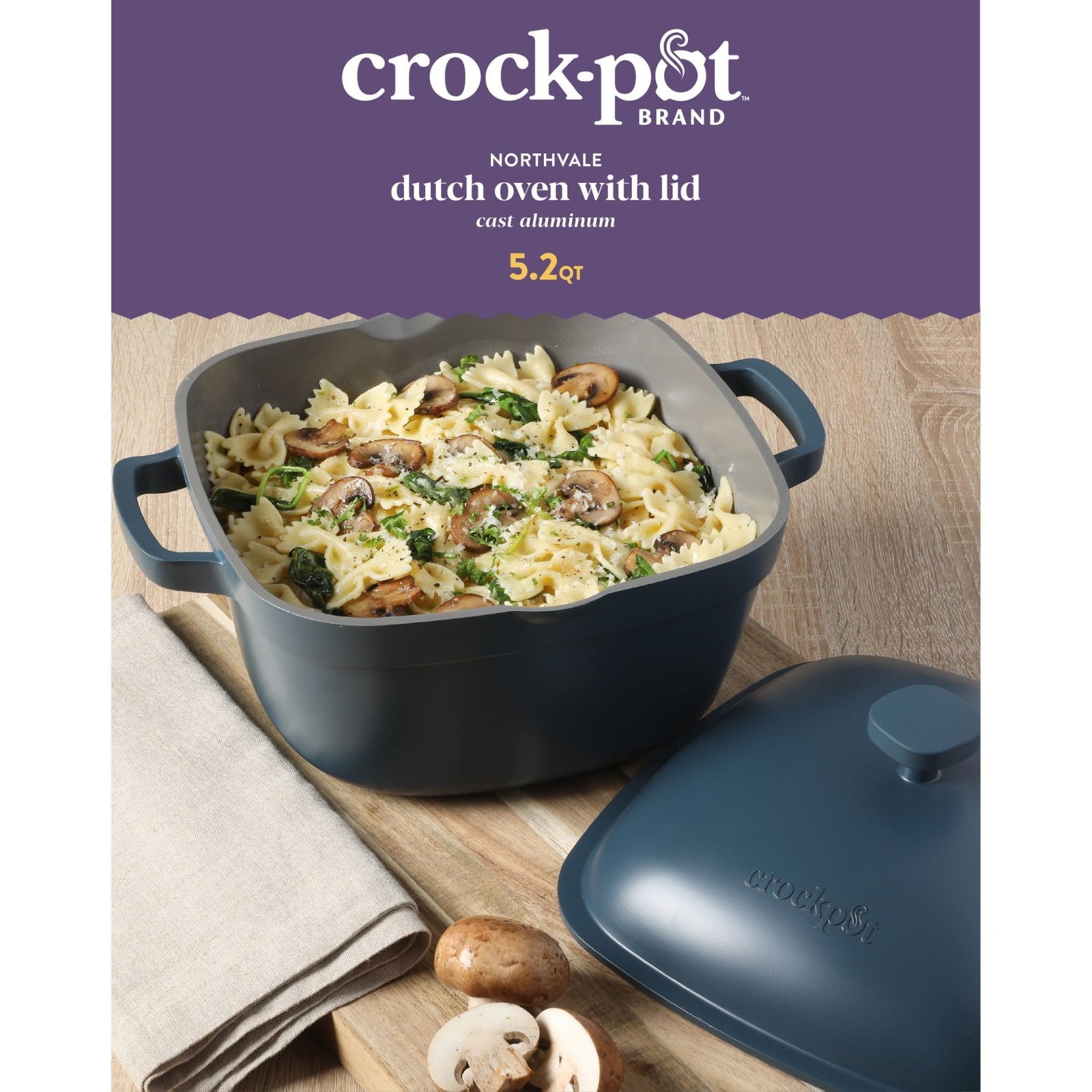 Crock-Pot Northvale Cast Aluminum Lightweight Durable 5.2 Quart Heavy Duty
