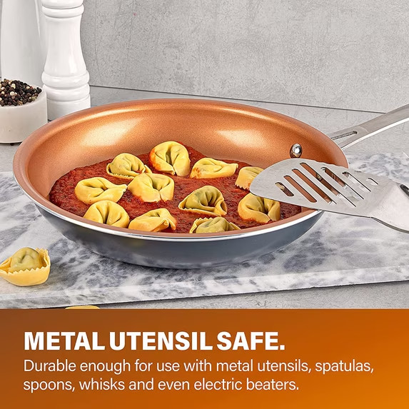 Gotham Steel 11 Inch Copper Non Stick Frying Pans, Ceramic Non Toxic Frying Pans
