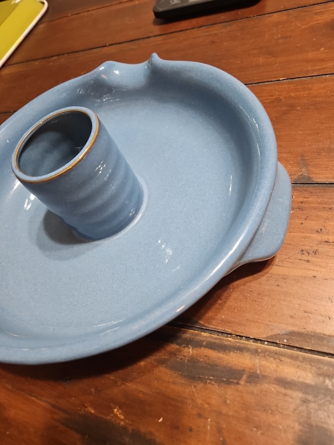 Pottery Blue Deep Dish Chicken Cooker Microwave & Dishwasher Safe 12″ round