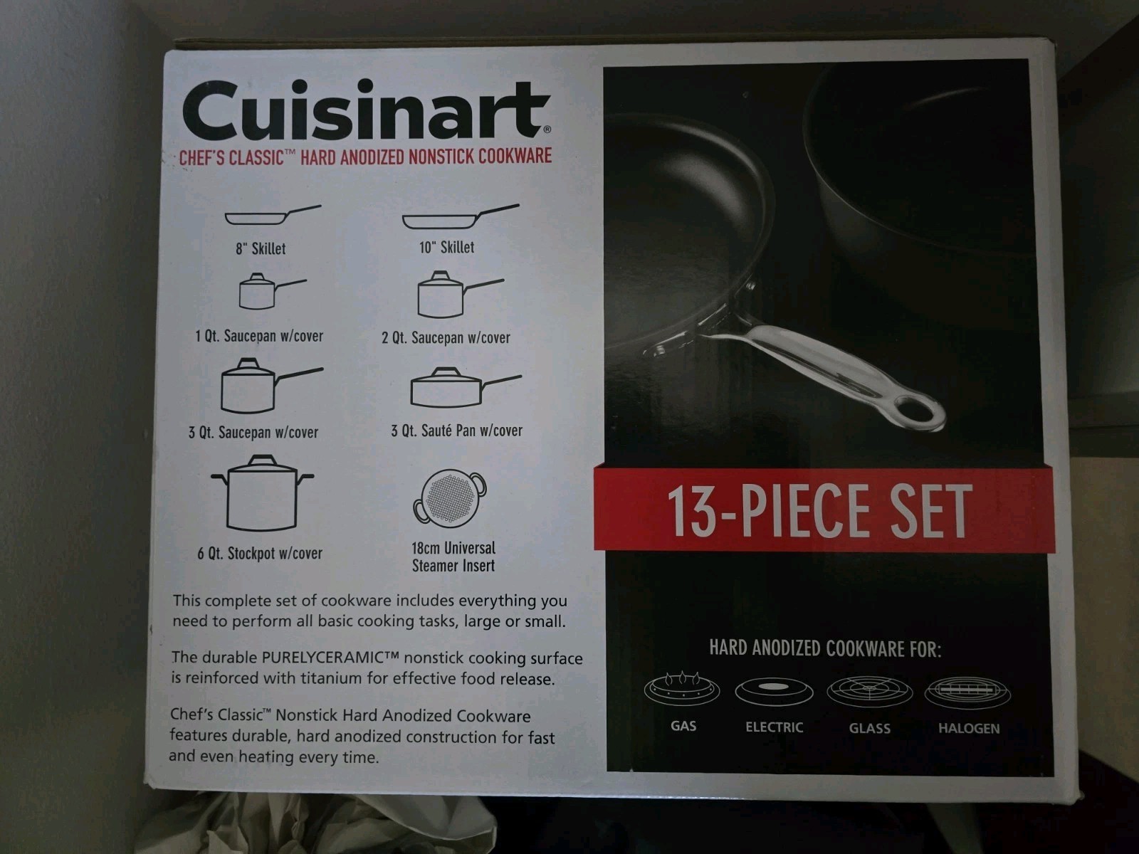 New Cuisinart 66-17N Chefs Classic Non-Stick Hard Anodized 13 Piece Cookware Set