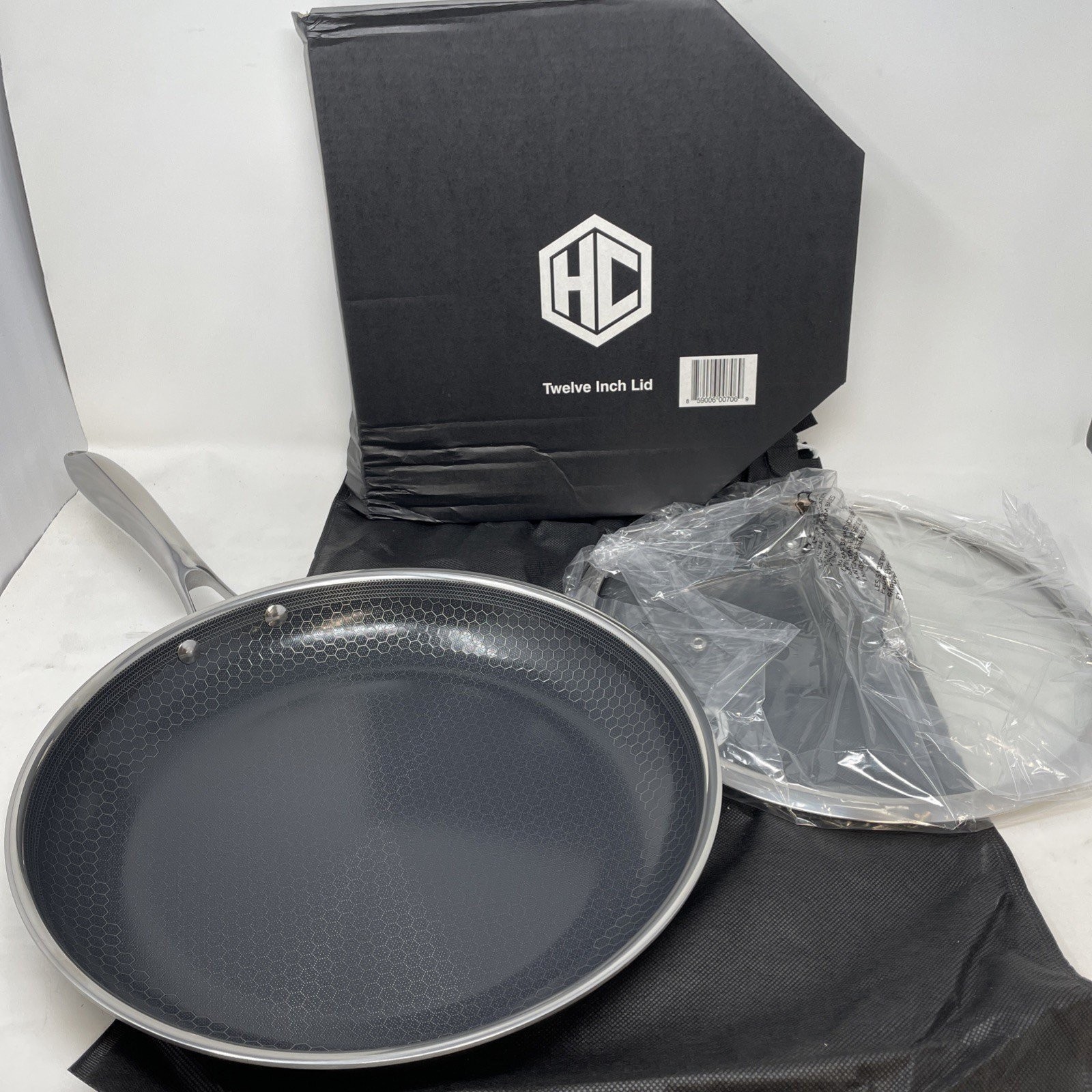 HexClad 12″ Hybrid Fry Frying Pan & Storage Bag TerraBond Nonstick Gordon Ramsay