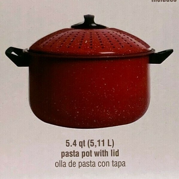 Gibson Home Casselman Pasta Cooker Set 4-Piece Red Nonstick Steel 5.4qt & 1.75qt