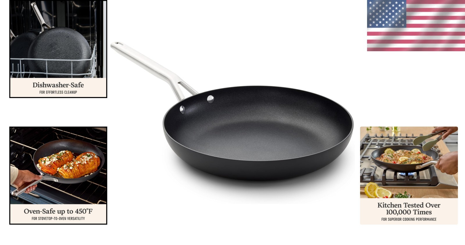 Luxurious Hard-Anodized Nonstick 12-Inch Frying Pan for Effortless Cooking