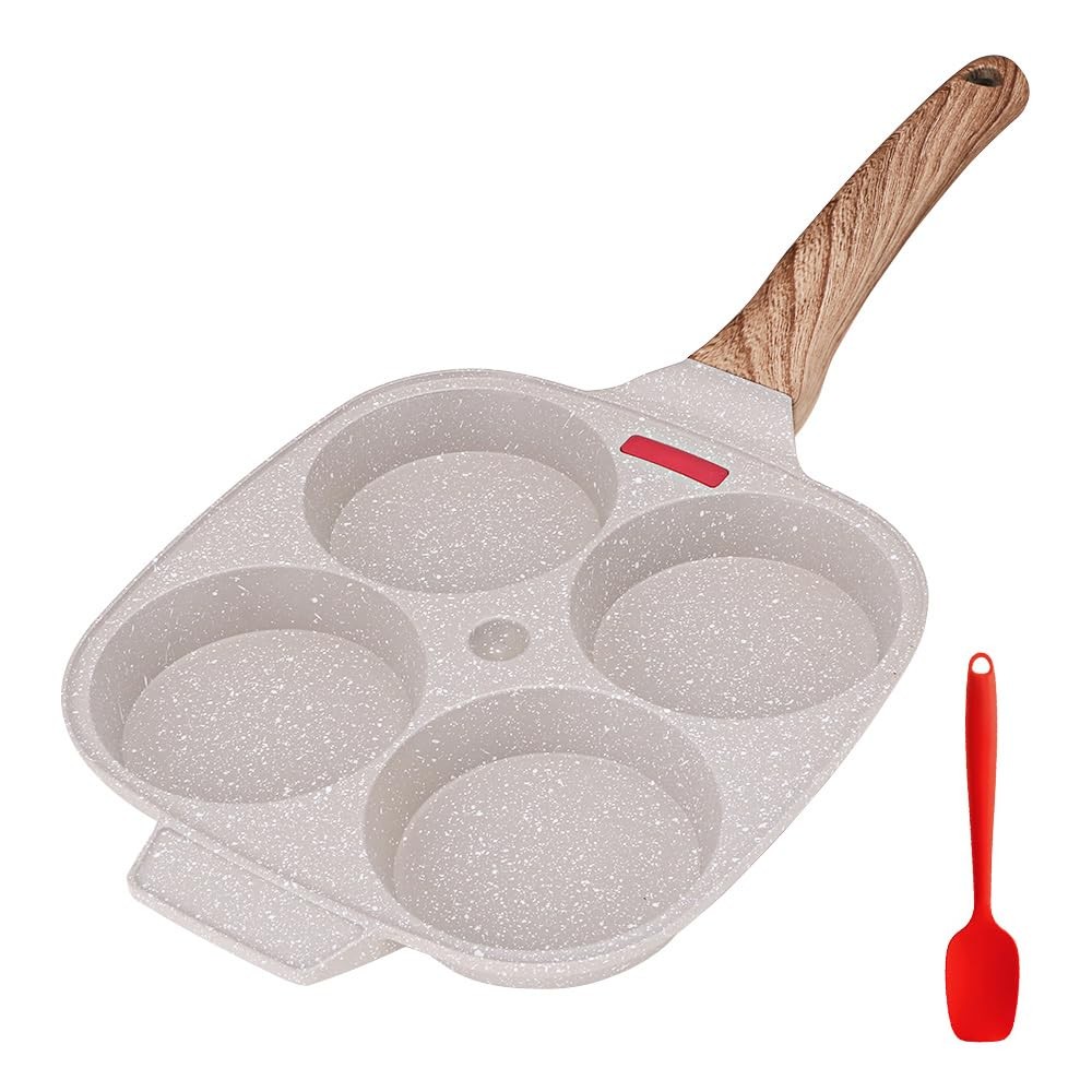 1 PC 4 Cup Nonstick Aluminium Alloy 8.3 In Fried Egg Pancake Pan White