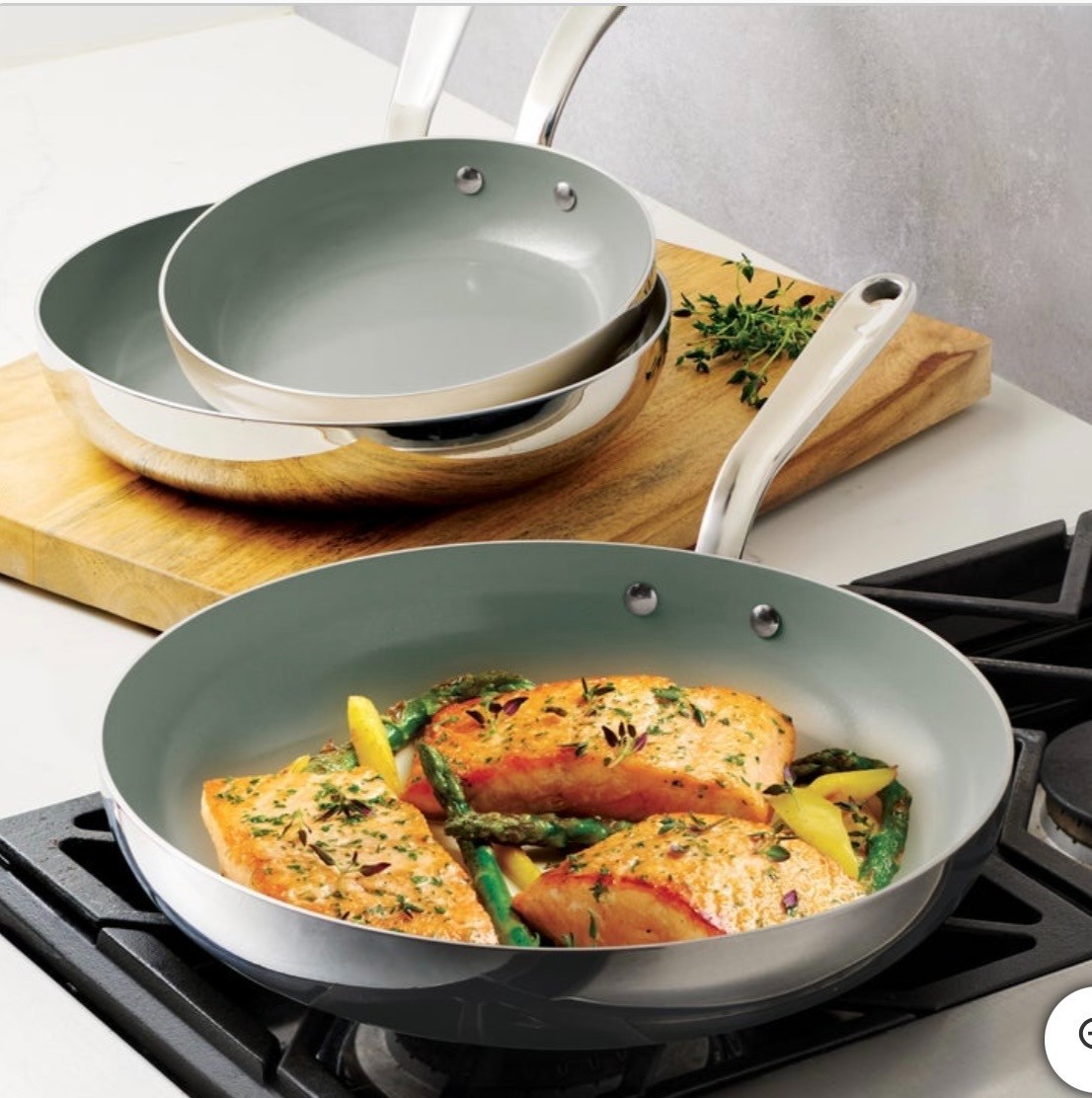 Tramontina, 3-Piece Tri-Ply Clad Stainless Steel Ceramic Nonstick Fry Pan Set