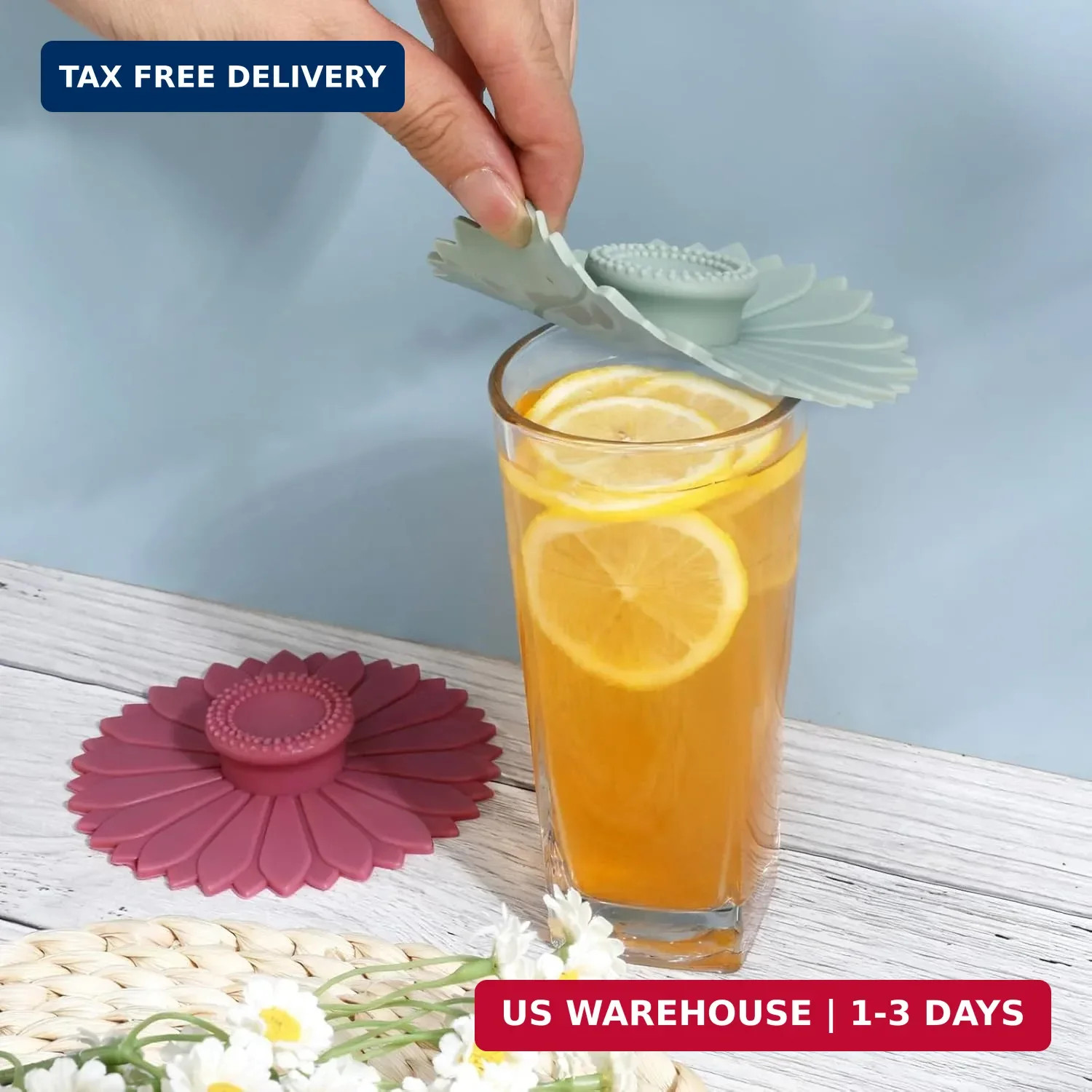 4 Pcs Sunflower Silicone Stretch Lids Multicolored for Mugs, Cups, Bowls, Glass