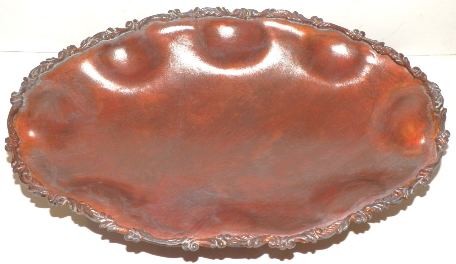 Vintage Footed Copper & Brass Serving Bowl Coffee Table 15″