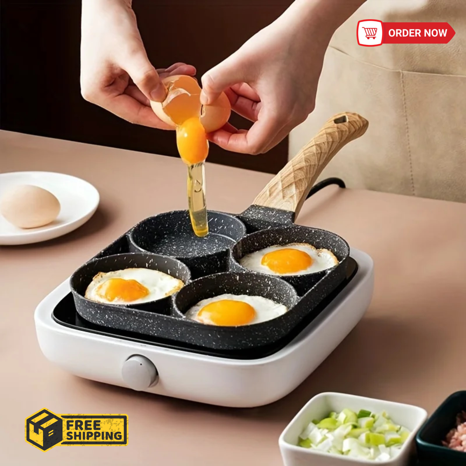 4 Hole Nonstick Egg Pan Omelette Pancake Frying Pan Breakfast Burger Maker