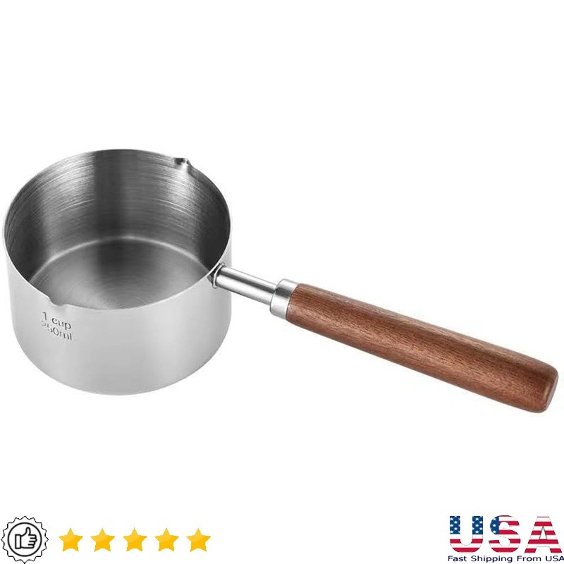 Lightweight Stainless Steel Melting Pot Cheese Oil Milk Easy One-Hand Use