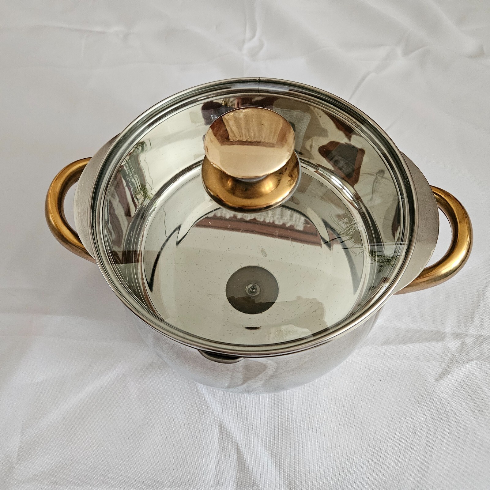 Cuisine 18/10 Stainless Steel 4 Quart Pan and Insert Glass Lid Appears Unused
