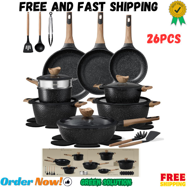 CAROTE 26PCS Pots and Pans Set Non Stick, Cookware Set Pots and Pans Induction C