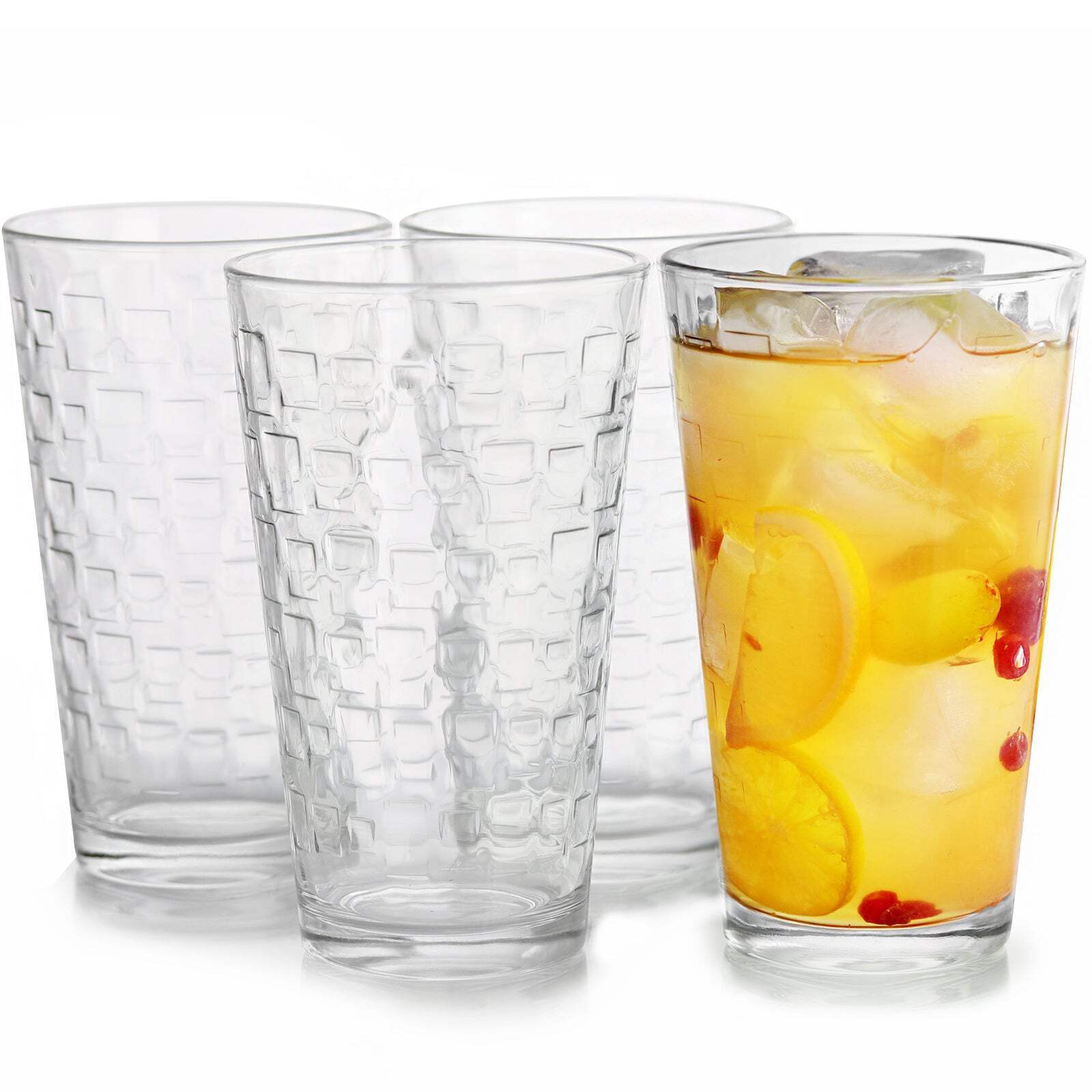 Gibson Home Great Foundations 4-Piece 16 oz Tumbler Set, Square Pattern