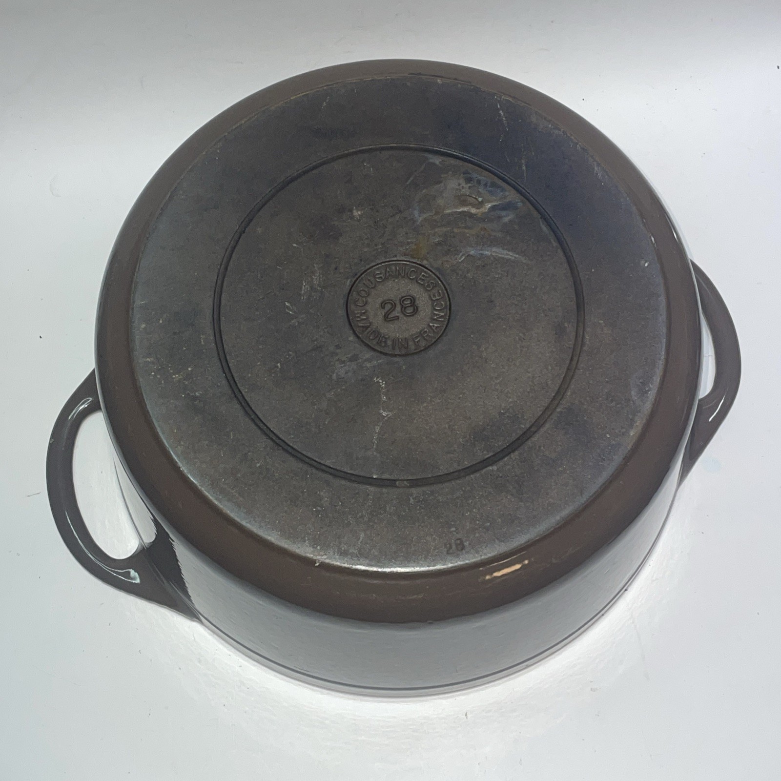 Cousances Le Creuset Casserole Dish Dutch Oven 28 Brown Cast Iron 11” W/ Lid