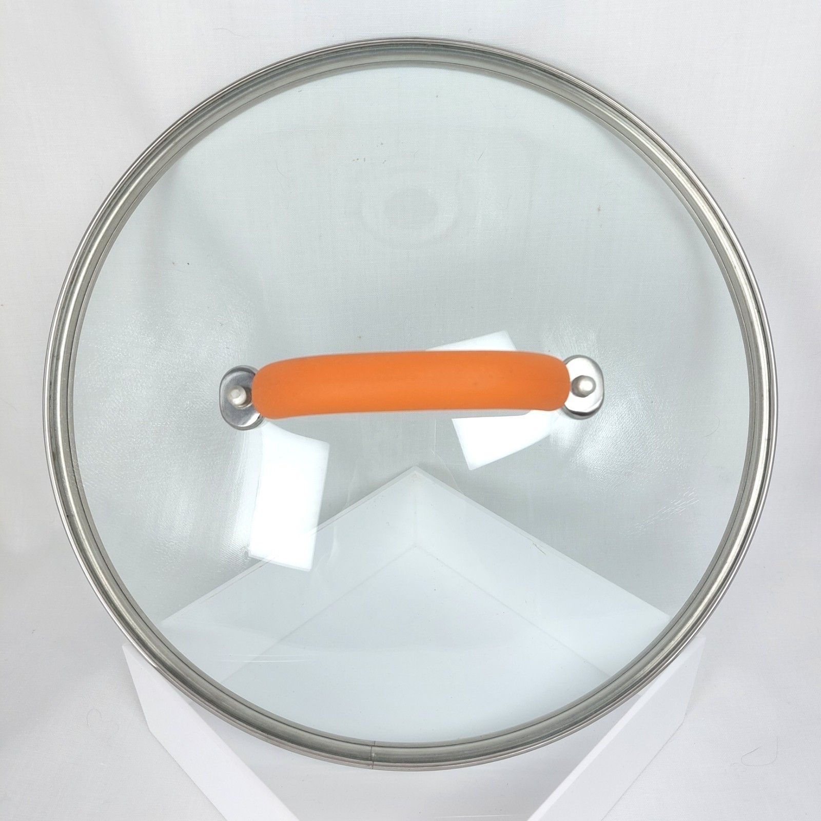 Rachael Ray Tempered Glass Replacement Lid Orange Handle 10″ Round