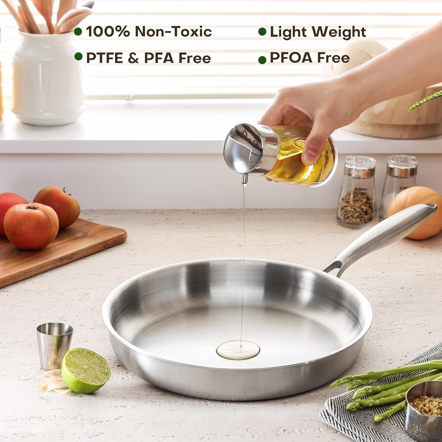 12 Inch Stainless Steel Frying Pan with Lids, Healthy Stainless Steel Skillet…