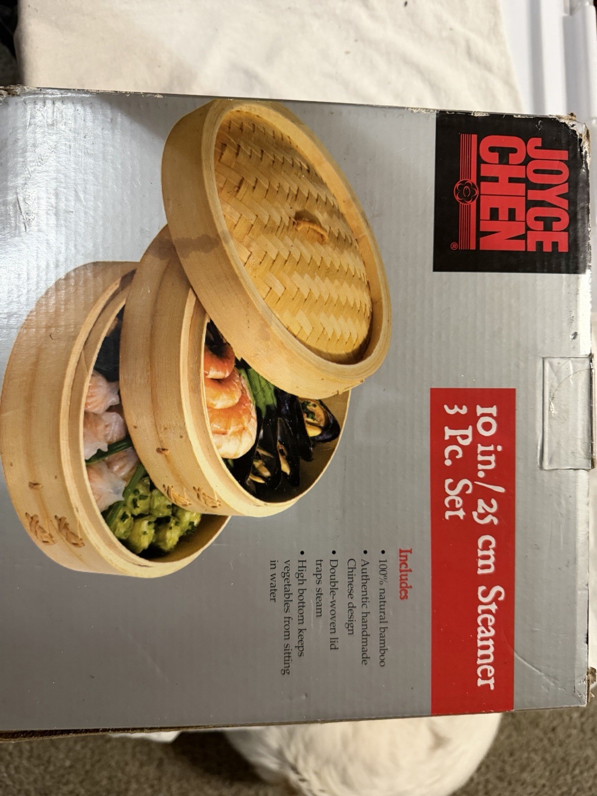 Joyce Chen 2-Tier Bamboo Steamer Baskets, 10-Inch