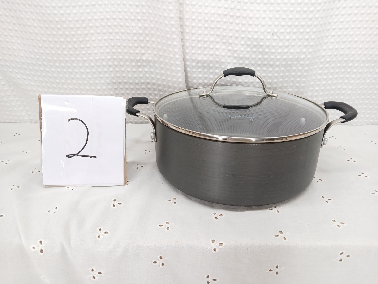 CALPHALON MATTE BLACK FINISH 5 QT STOCK POT W GLASS LID #8785 FREE SHIPPING NICE