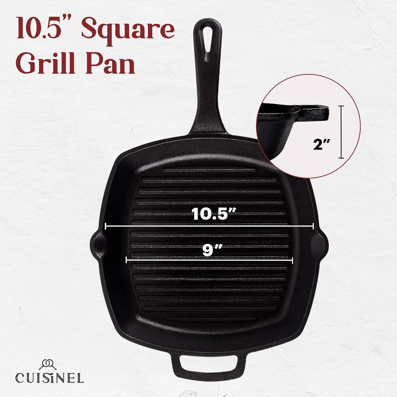 Cast Iron Square Grill Pan For Grilling, Frying, Stir-Frying