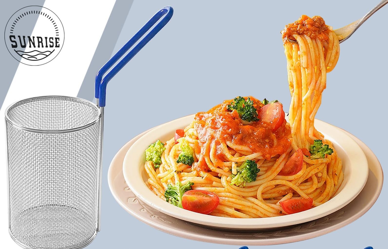 Sunrise Kitchen Supply Stainless Steel Pasta Boil Basket 1 5.25D X 7H