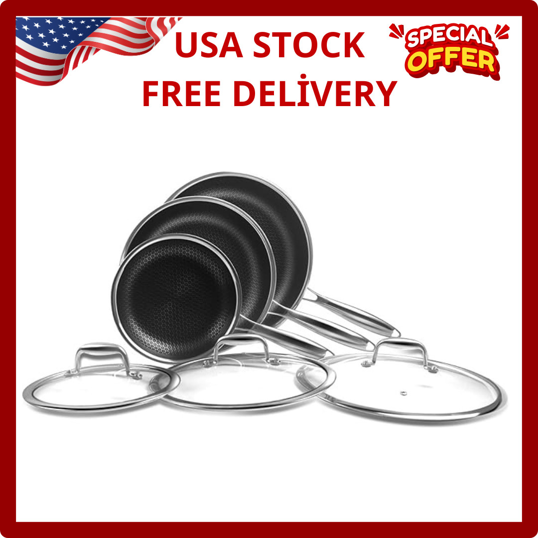 6-Piece Frying Pan Set, 8, 10 and 12 inch Frying Pans, Hybrid Nonstick 18/10 …