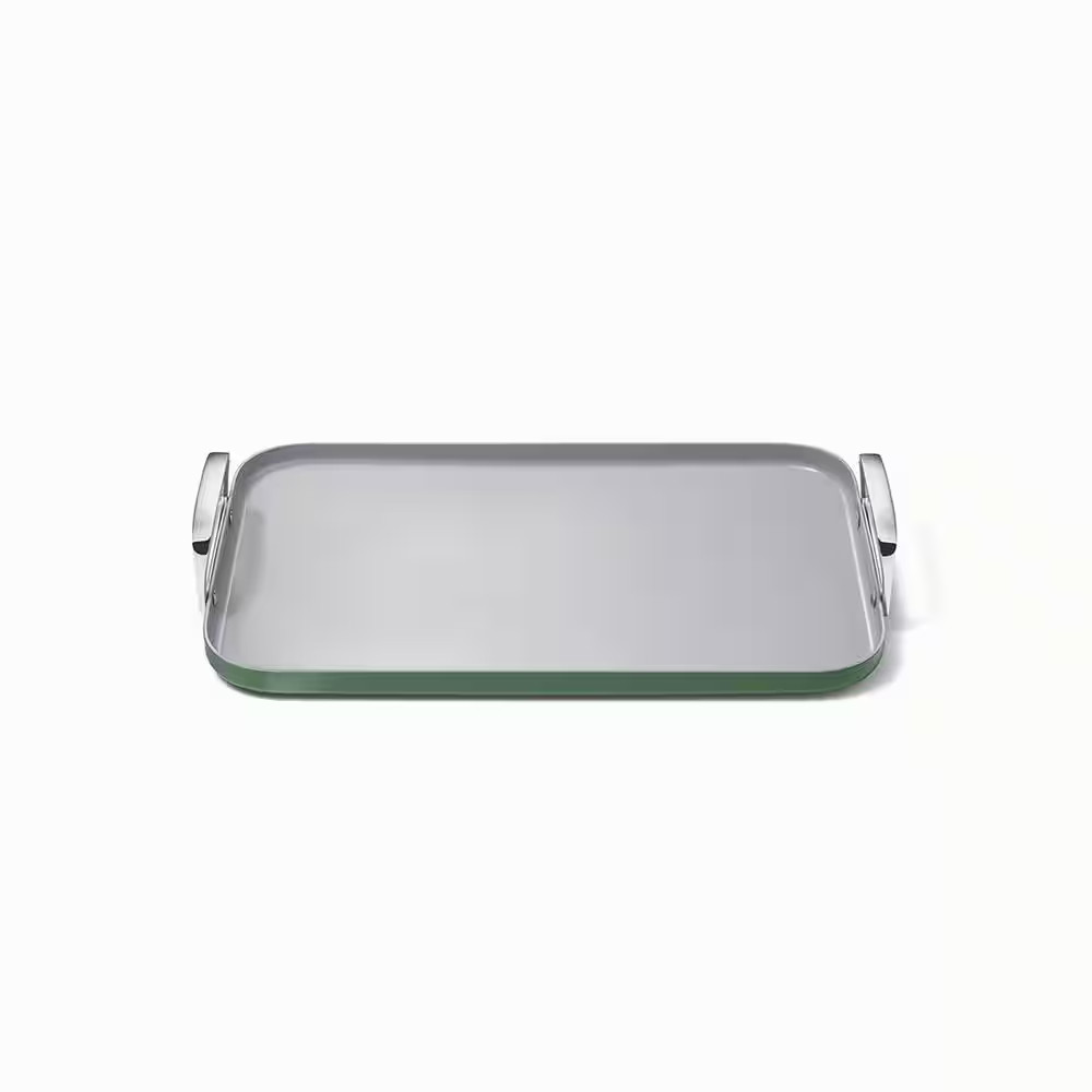 Square 11.5 In. Ceramic Nonstick Double Burner Skillet in Sage Free Shipping New