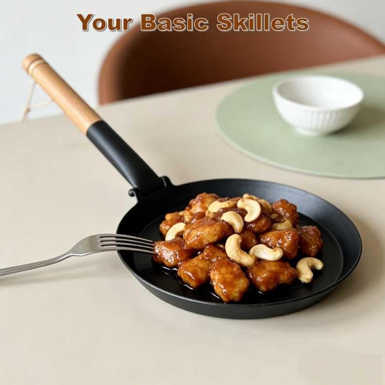 8.2 Inch Cast Iron Pan Folding Detachable Handle Non Stick Skillet Cooking
