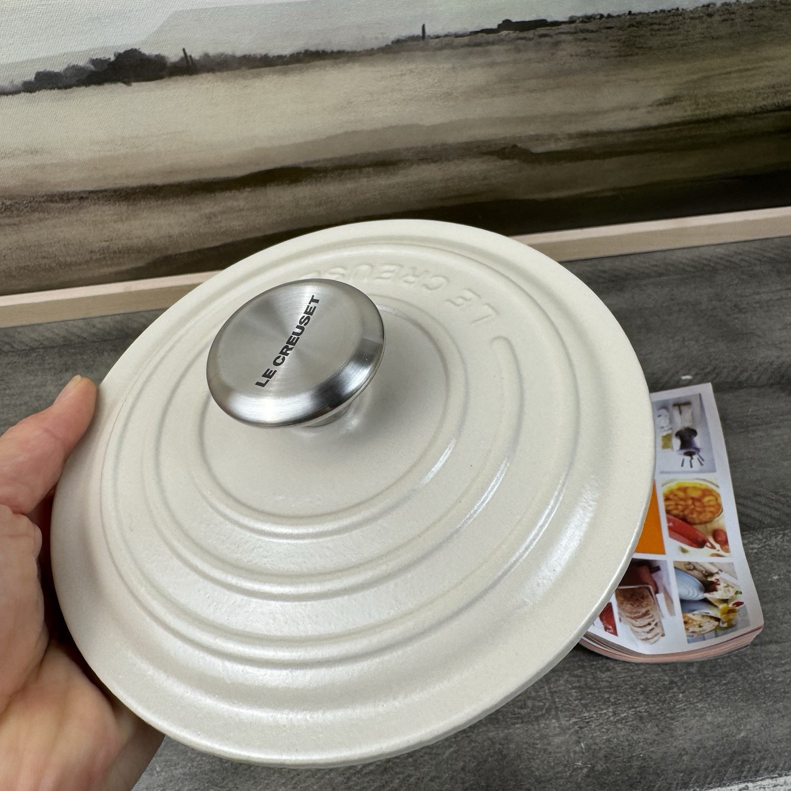 Le Creuset Signature Enameled Cast Iron Saucepan 1 3/4-Qt. Brioche Scuffed Read