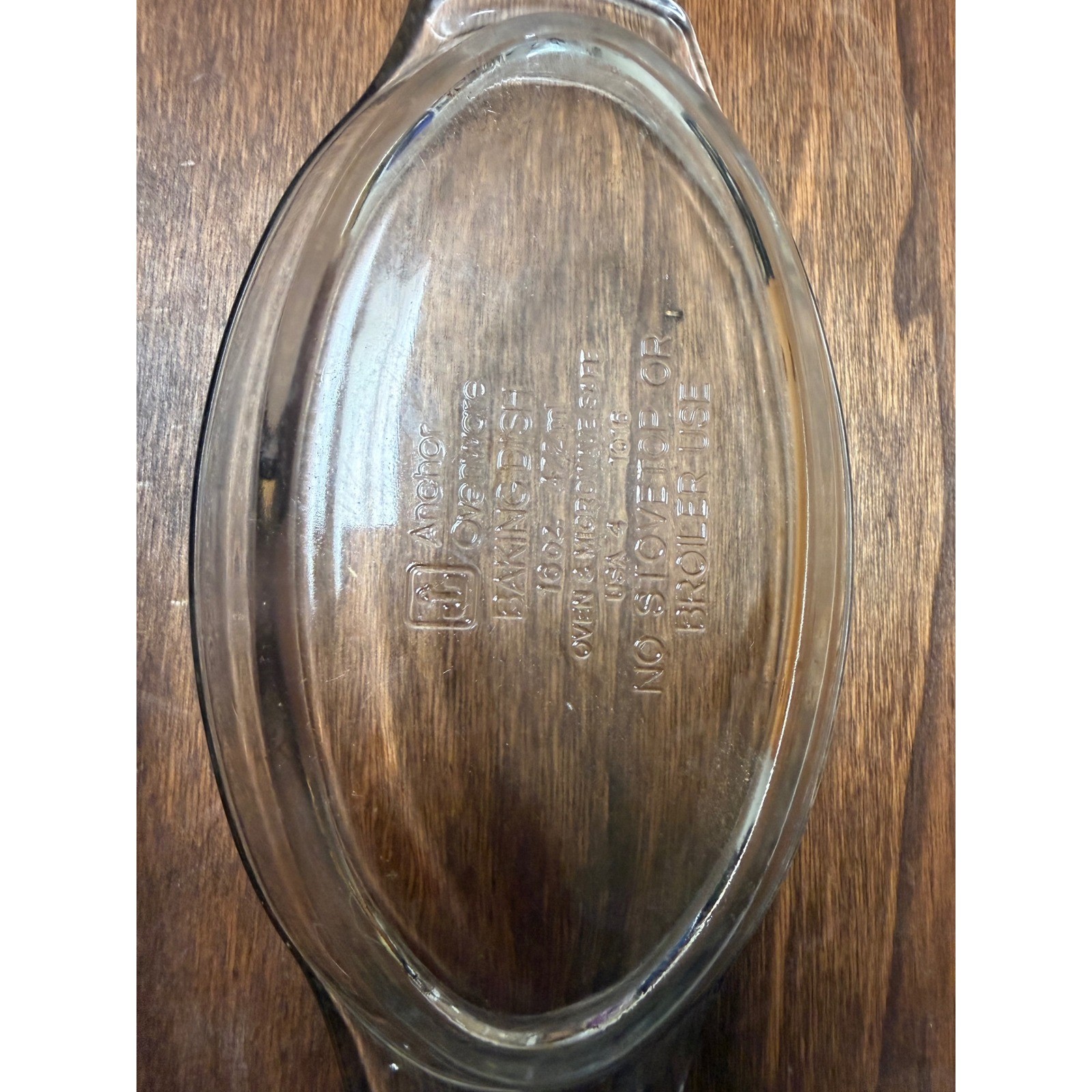 Anchor Hocking Ovenware Clear Glass Oval Baking Dish 16oz 10 Inch 1016 USA