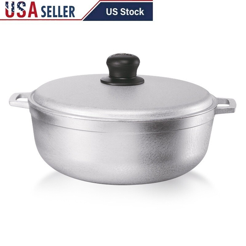 Cast Aluminum Caldero 3.7Qt Durable Kitchen Cookware W/ Lid Oven Safe Handles US