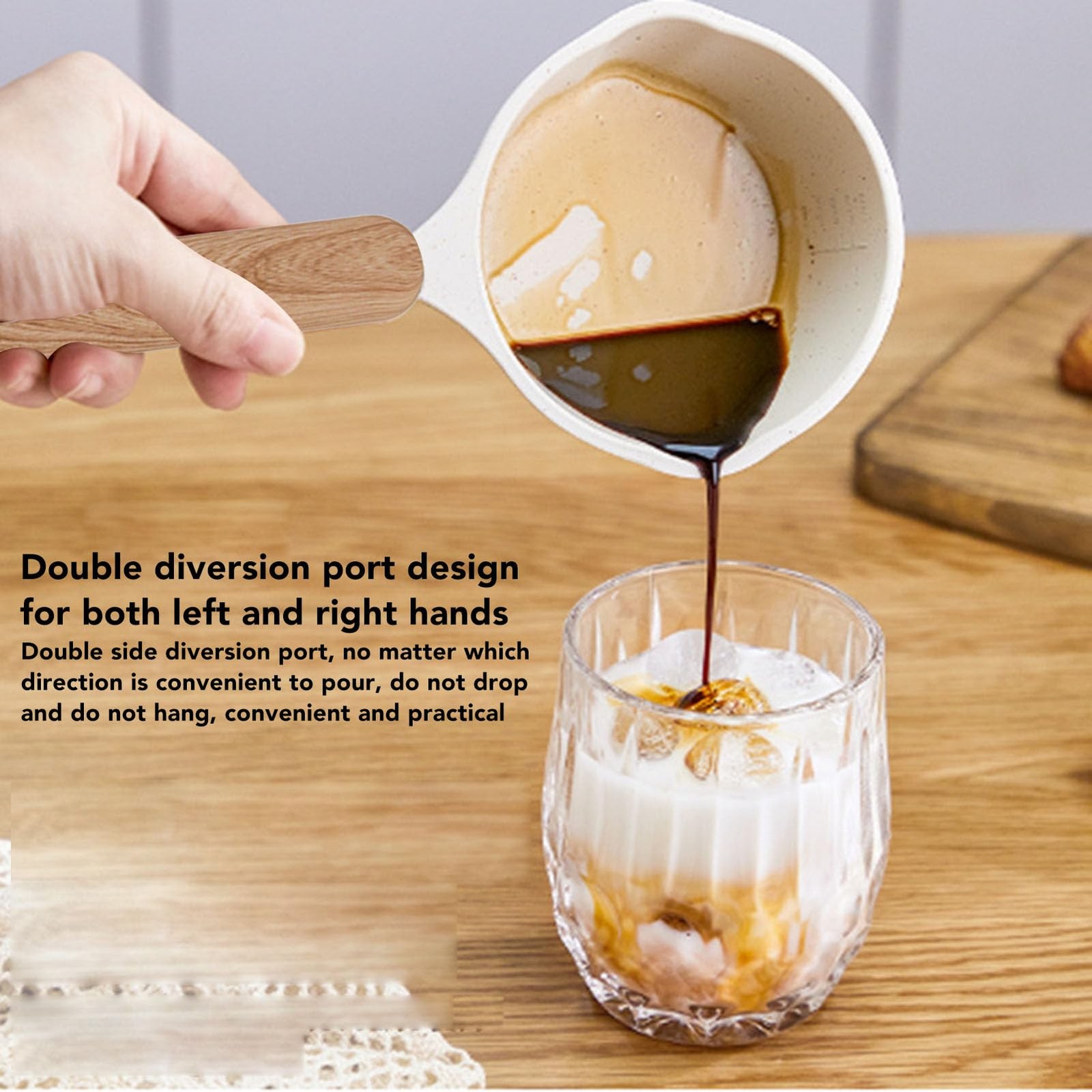 Nonstick Sauce Pan Pour Spout Small Milk Pot White Flat Bottom Home Kitchen