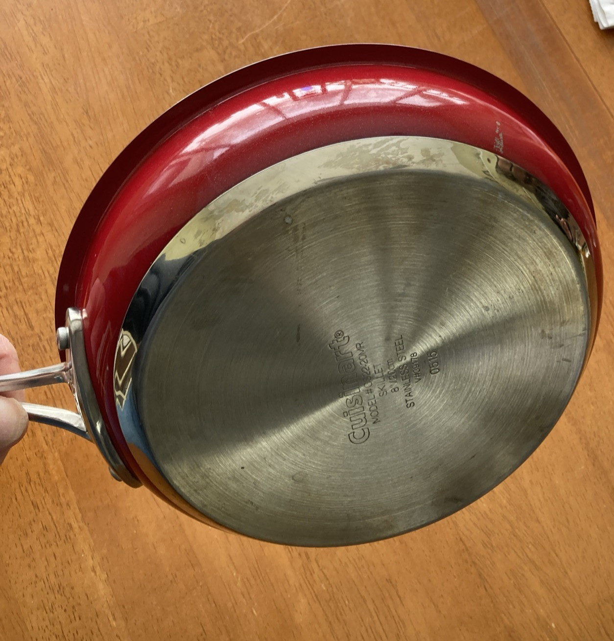 Cuisinart Model #cs22 8in / 20cm Stainless Steel Frying Pan Skillet Red Accent