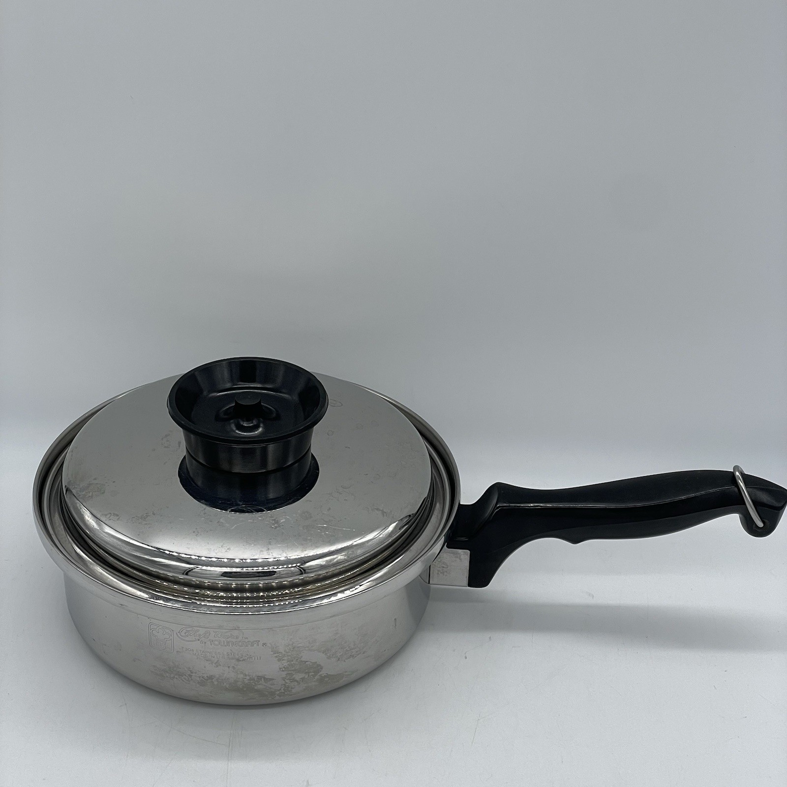 Vtg Chef’s Ware Townecraft Saucepan 1.5 Quart 8 1/2″ T-304 Stainless w/Lid USA