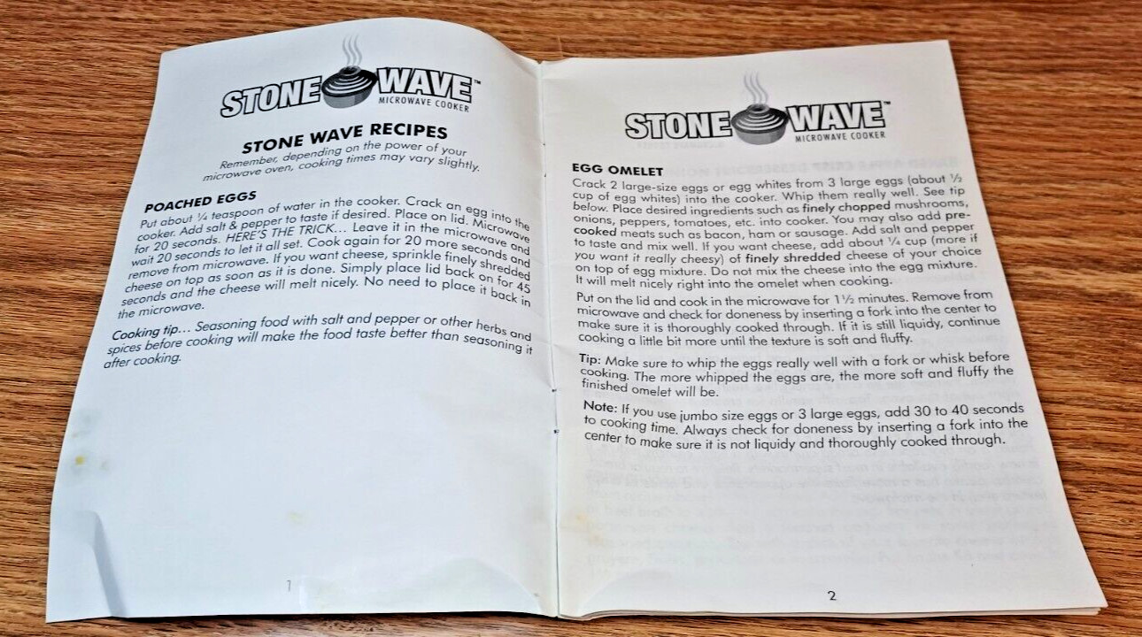 Stone Wave Microwave Stoneware Cookers SET OF TWO (2) WITH RECIPES