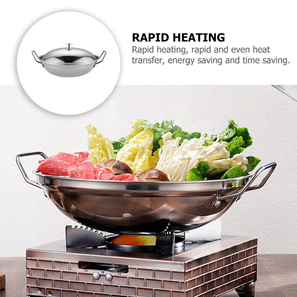 Chinese Cooking Wok Shabu Pot With Lid Japanese Cooking Pot Non Stick Pan