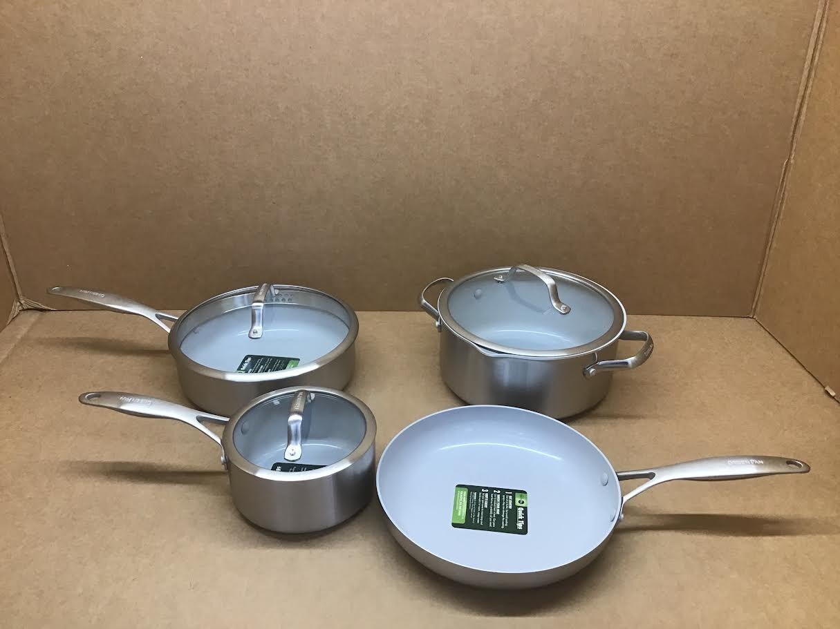 GreenPan Venice Pro Tri-Ply Stainless Steel, Ceramic Nonstick 7 pc Set