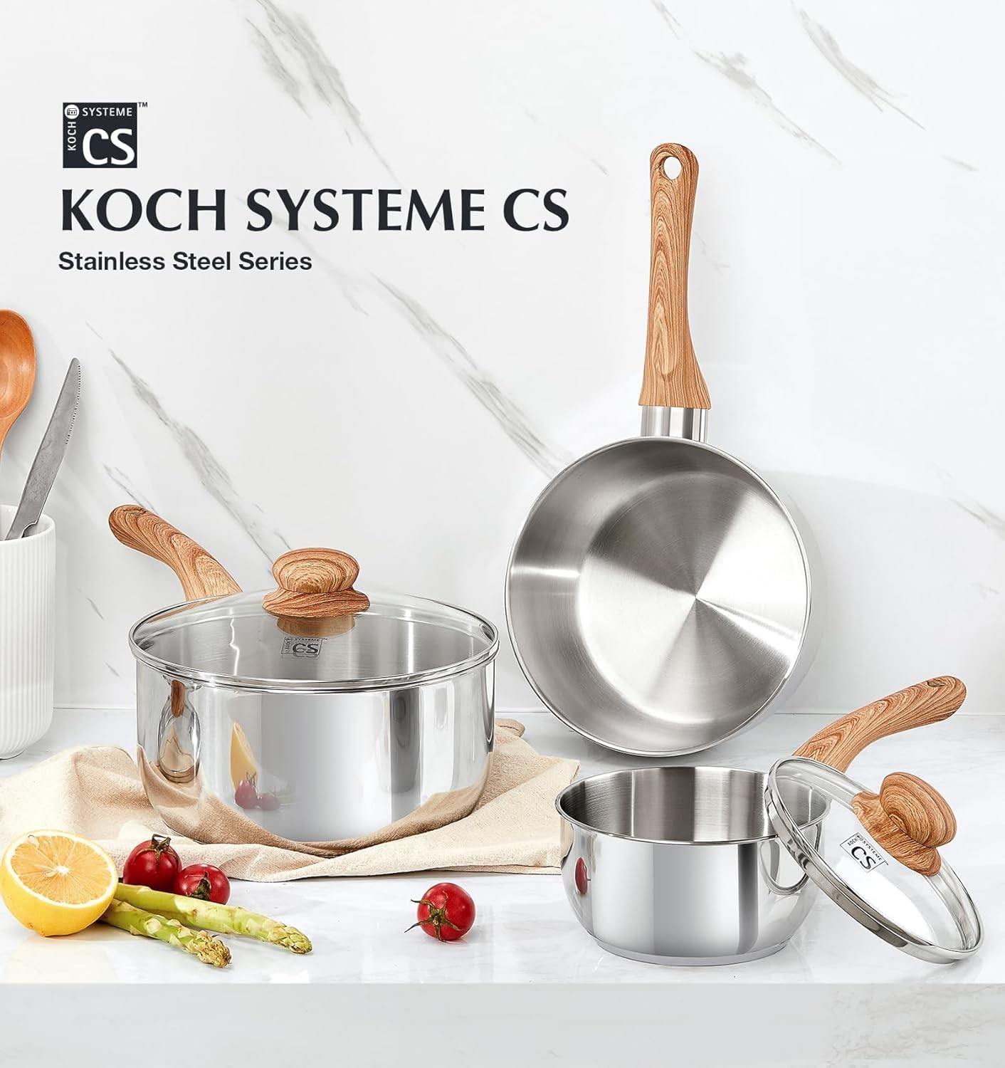 Stainless Steel Saucepan Set with Steamer, 18/10 Stainless Steel Pots 1QT 2QT…