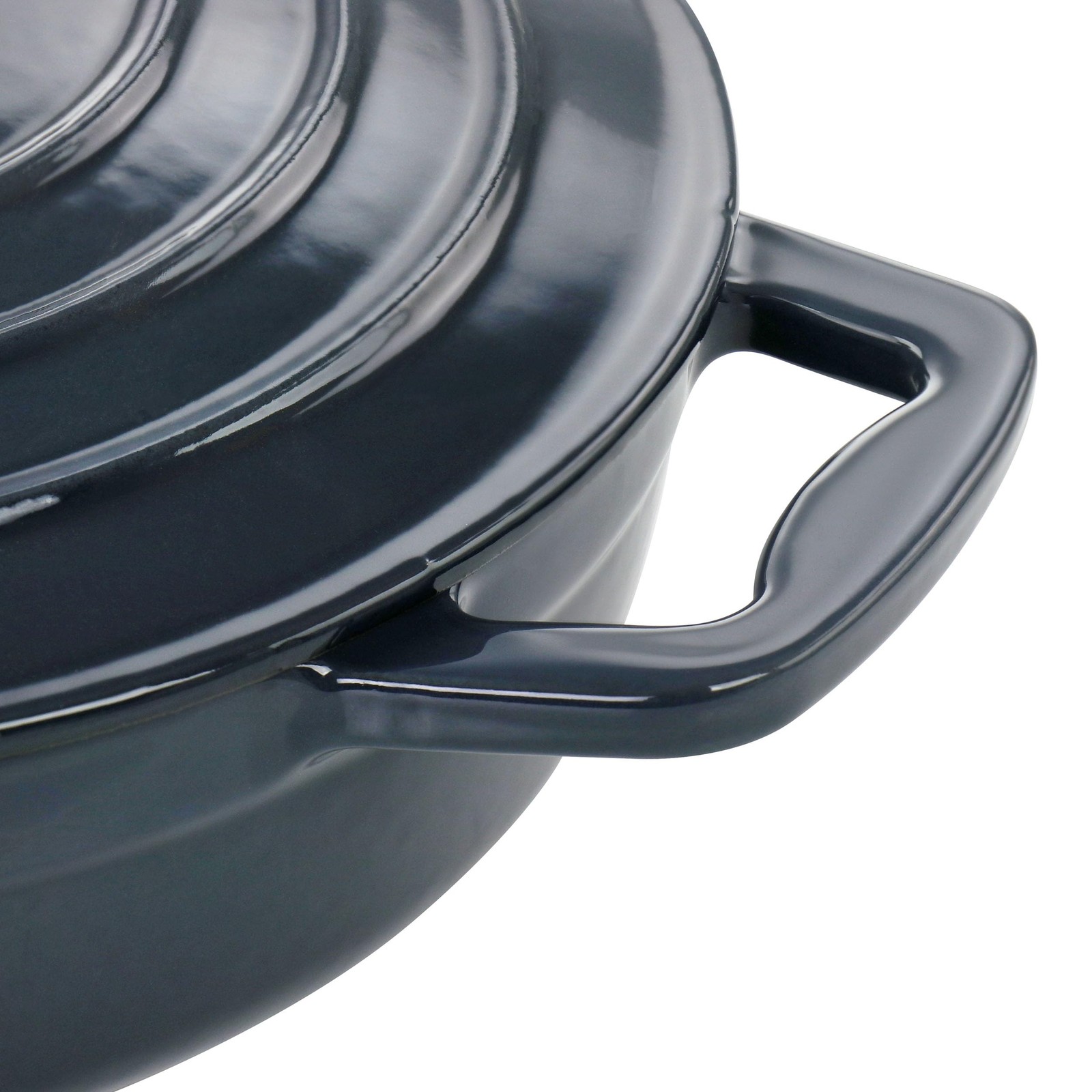 2 Quart Round Enameled Cast Iron Braiser Pan (Dark Blue)