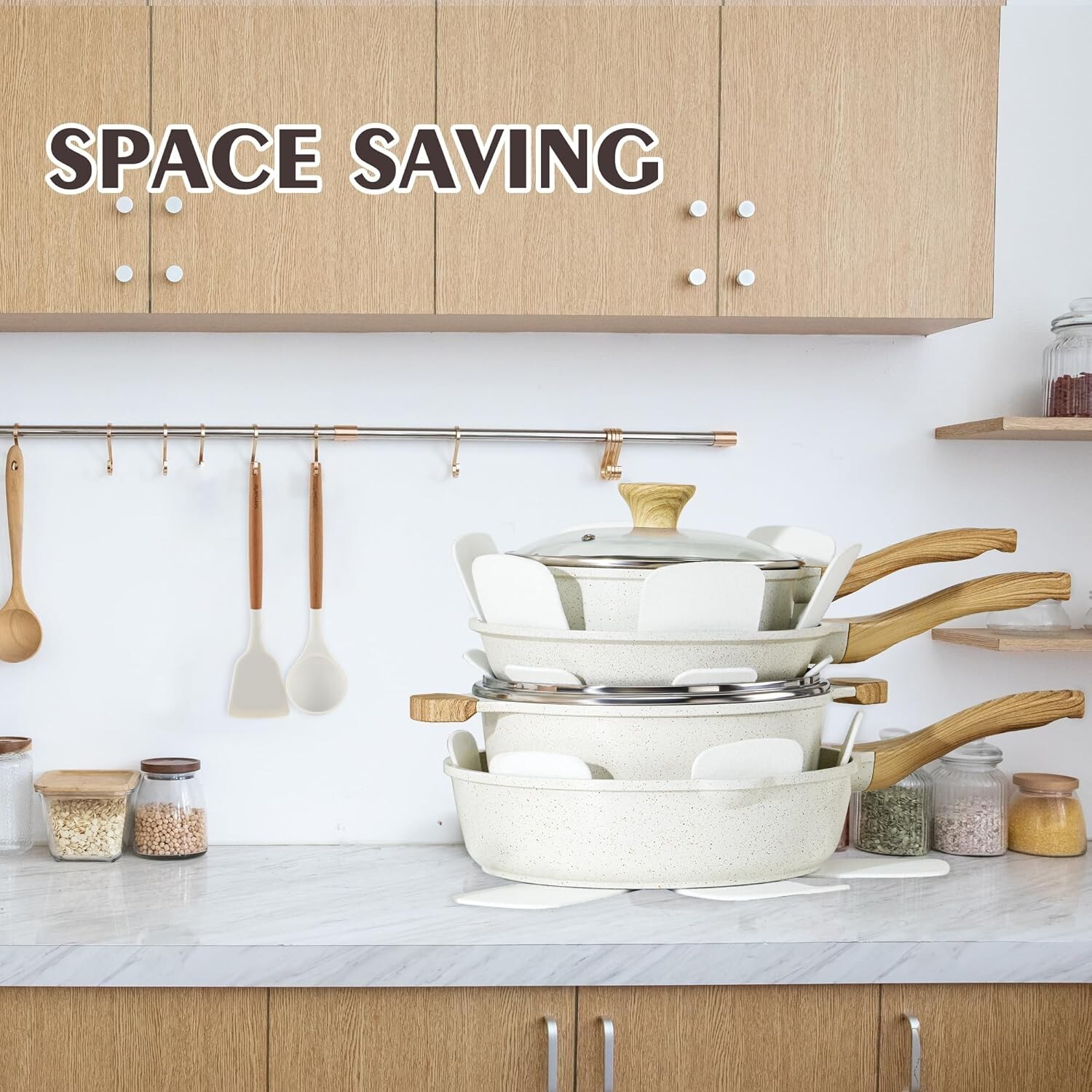 Non-Toxic 13-Piece Ceramic Cookware Set with Stay-Cool Handles and Accessories