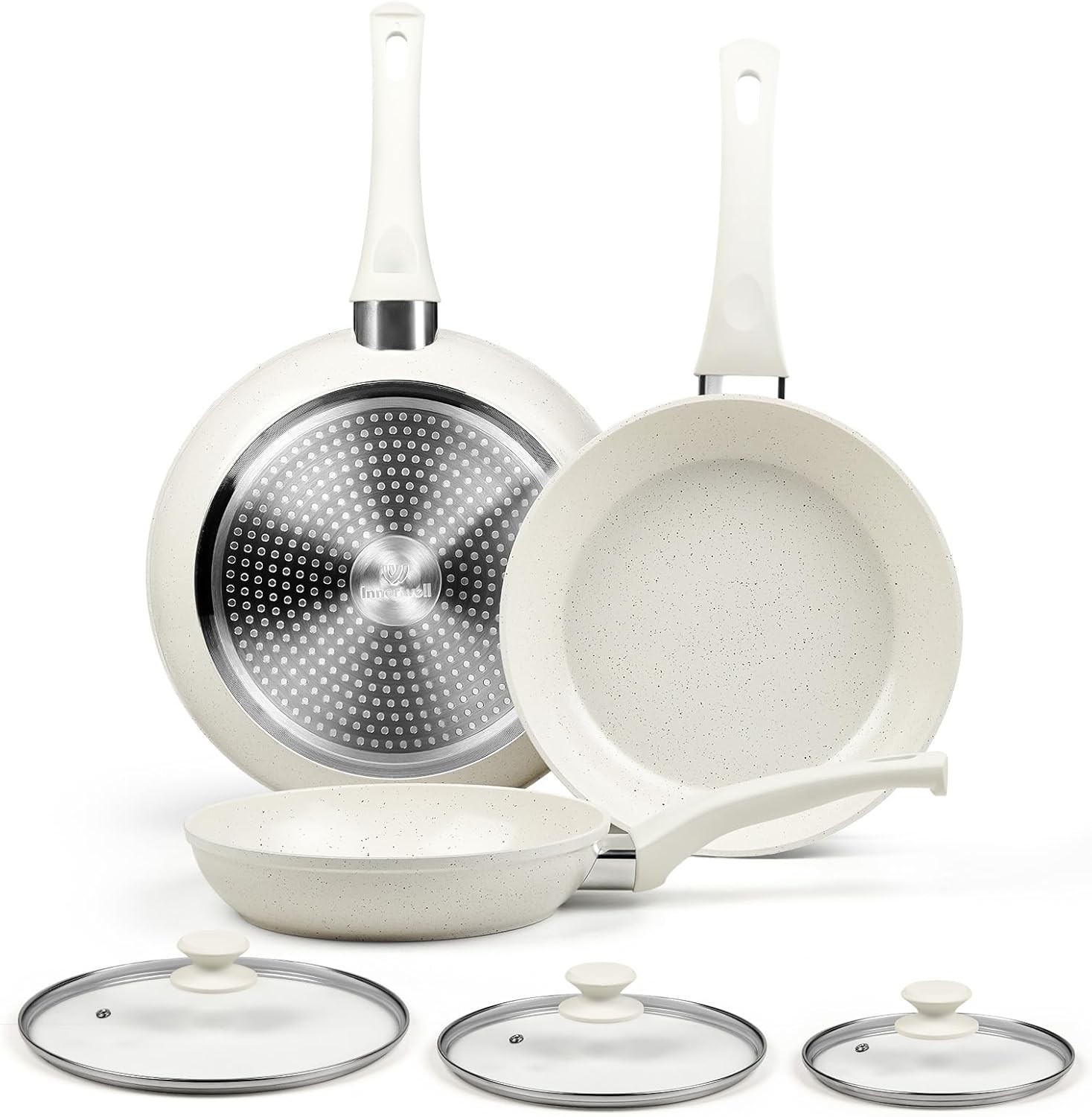 Ceramic Frying Pan Set with Lids – Non Stick Frying Pan with Lids