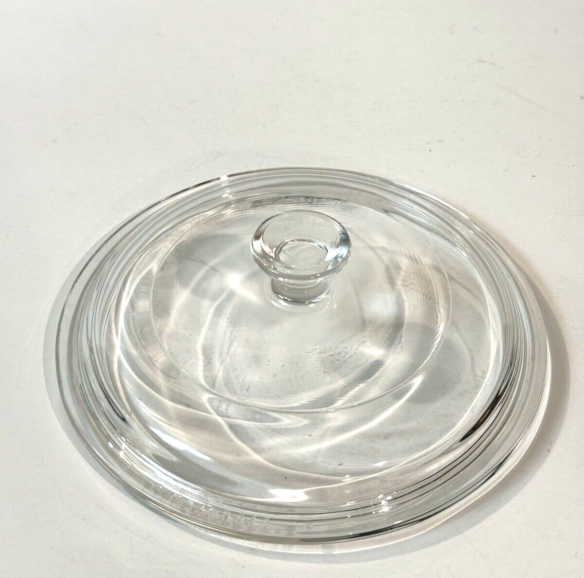 Pyrex P81C Round Clear Glass Lid Corning Ware Replacement Knob Handle 6 in VTG