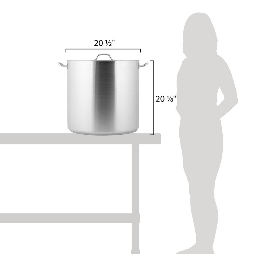 Commercial 100 Qt Stainless Steel Aluminum Clad Round Big Stock Pot w/ Lid Cover