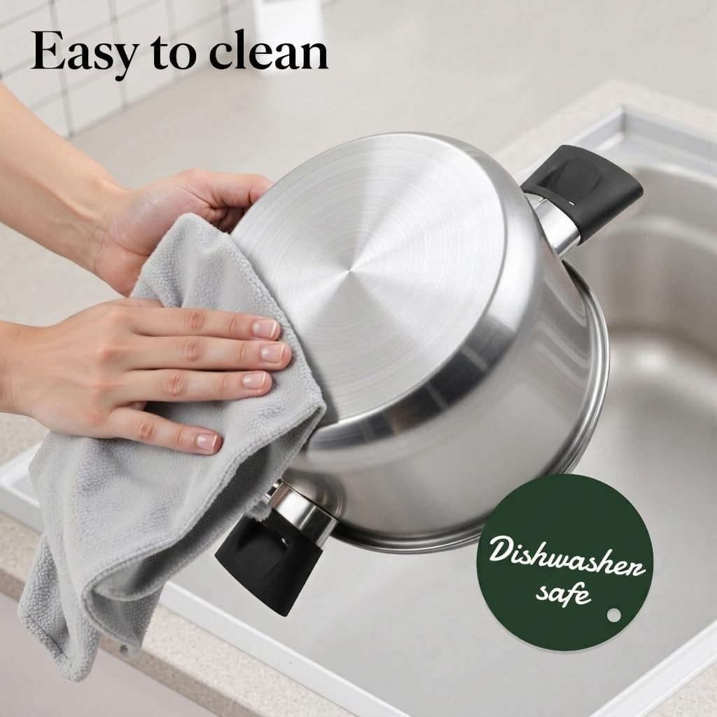 Stainless Steel Pots and Pans Set Non Toxic 6PCs Kitchen Cookware Sets with