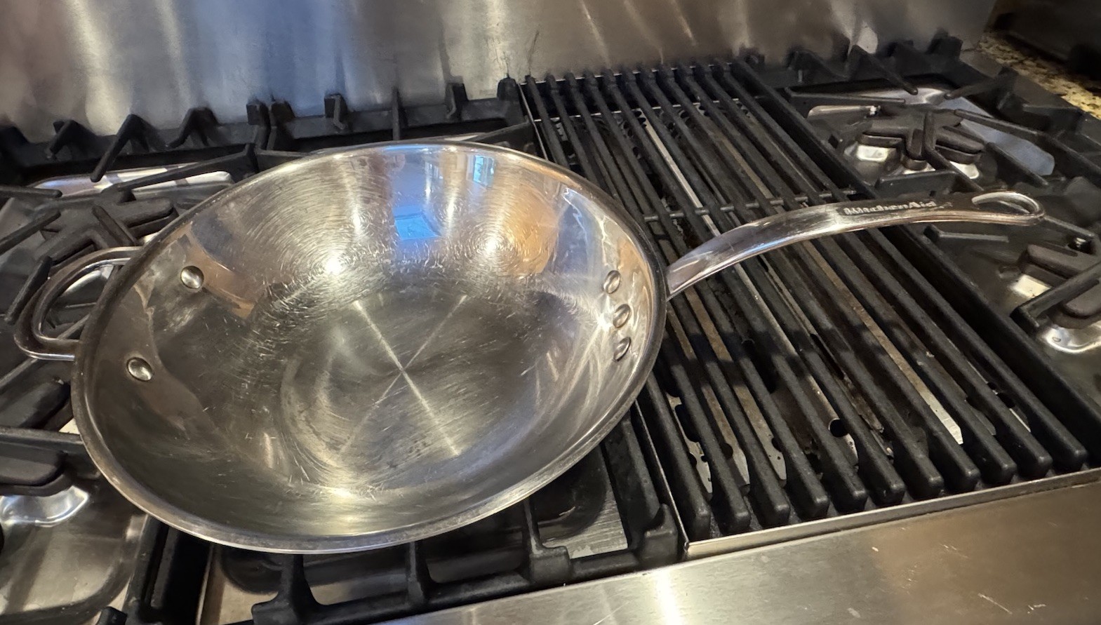 KitchenAid 12.5” Stir Fry Pan Wok 5-Ply Clad Stainless Steel Full Body Heat Dist